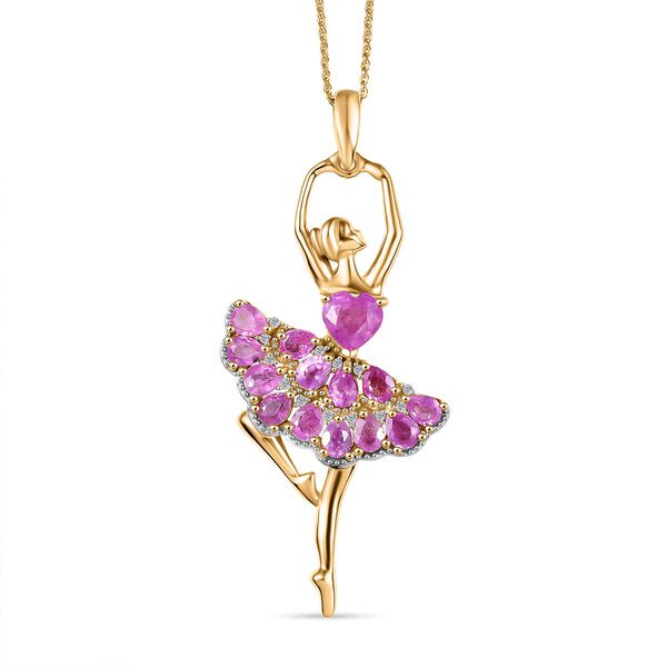 D'Joy AA Ilakaka rosa Saphir und Zirkon Anh&auml;nger mit 50cm Kette - 4,28 ct.