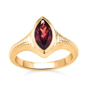 AAA Orissa Rose Granat Ring, 925 Silber Gelbgold Vermeil (Gr&ouml;&szlig;e 16.00) ca. 1.26 ct