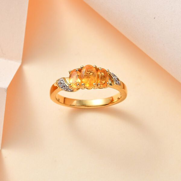 Salamanca Feueropal Ring 925 Silber 750 Gelbgold Vermeil (Gr&ouml;&szlig;e 17.00) ca. 0,70 ct image number 2