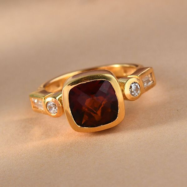 Madeira Citrin und Zirkon Ring 925 Silber vergoldet  ca. 2,55 ct image number 2