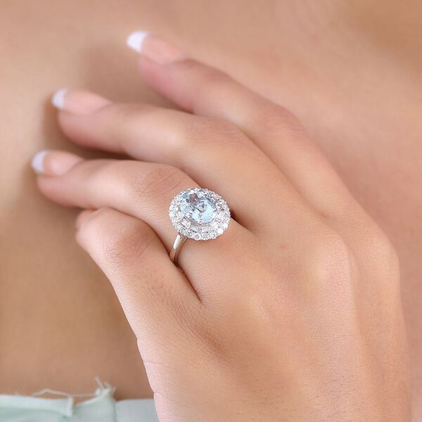 LUXURIANT DIAMOND - AAA Aquamarin, Lab Grown Diamant Ring 417 Gold (Gr&ouml;&szlig;e 16.50) ca. 3,03 ct image number 2