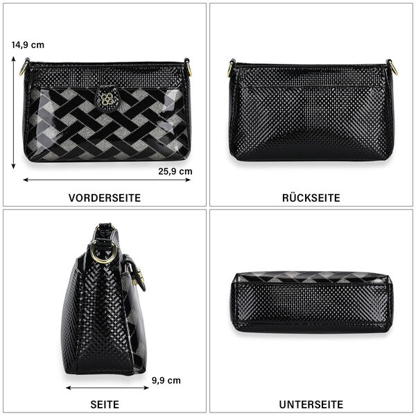 Stylische Sling-Umh&auml;ngetasche mit schwarzem Karo-Design, Schwarz image number 4