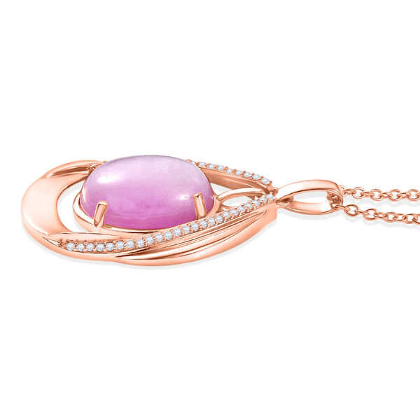 EverTrue Kunzit und Zirkon Anh&auml;nger mit 50cm Kette - 11,78 ct. image number 3