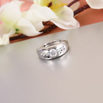 LUSTRO STELLA Hergestellt mit ZIRKONIA Ring 925 Silber Platin-&Uuml;berzug (Gr&ouml;&szlig;e 16.00) ca. 1,81 ct