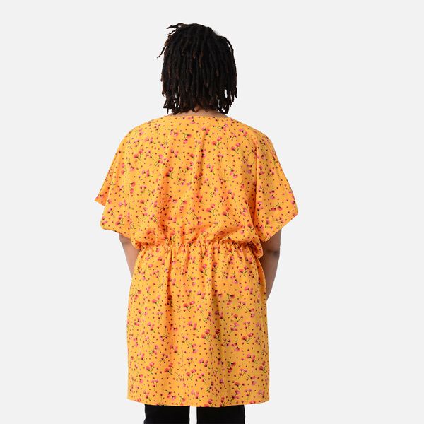 Kimono mit G&uuml;rtel, Blumenmuster, Sonnengelb, Einheitsgr&ouml;&szlig;e&nbsp; image number 2