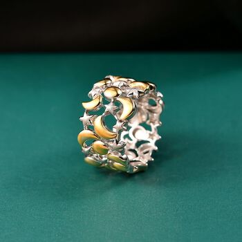 GP - Kanchanaburi Blauer Saphir Ring 925 Silber vergoldet und platiniert (Gr&ouml;&szlig;e 21.00)