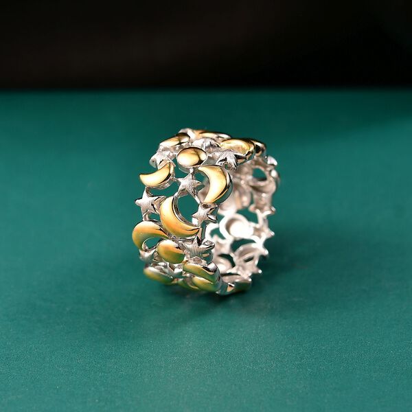 GP - Kanchanaburi Blauer Saphir Ring 925 Silber vergoldet und platiniert (Größe 21.00) image number 2