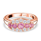 Rosa Saphir und Zirkon Cluster Ring, 925 Silber rosévergoldet, 1,34 ct. image number 0