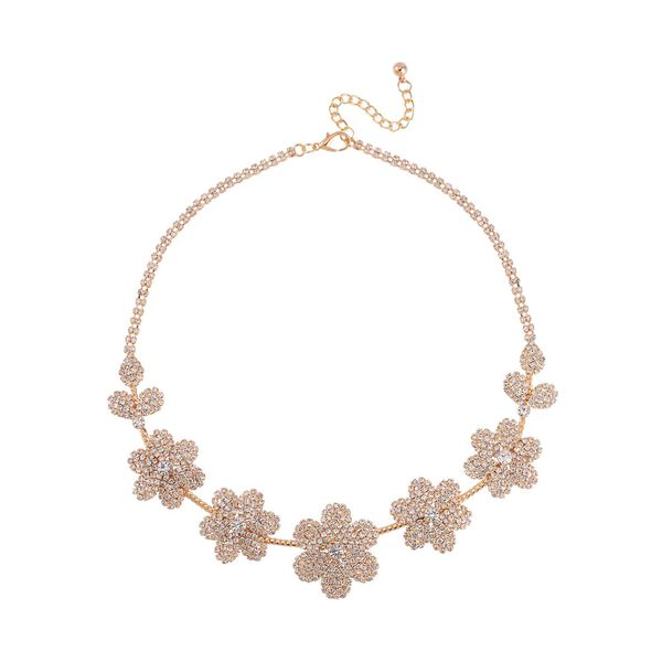 2er Set Wei&szlig;er Kristall Halskette und Ohrh&auml;nger, goldfarben image number 3