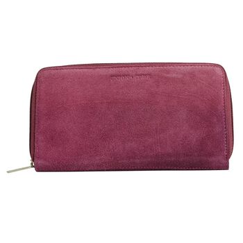 CLOSE OUT - UNION CODE: 100% Echtleder Brieftasche mit Krokopr&auml;gung und RFID schutz, 19x12 cm, fuchsia