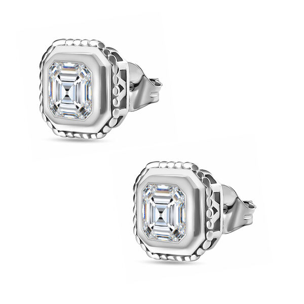 Funkelnde K&ouml;nigin - Nugget Moissanit Ohrstecker im Asscher-Schliff - 2,34 ct. image number 4