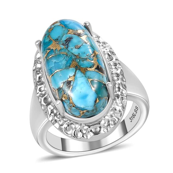 Blauer T&uuml;rkis Ring, Edelstahl (Gr&ouml;&szlig;e 17.00) ca. 12.15 ct image number 4