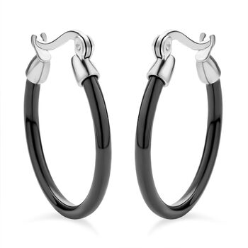 Schwarze Keramik Creolen, 316L Edelstahl