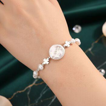 Wei&szlig;es S&uuml;&szlig;wasserperle 15,85+3,5cm Armband