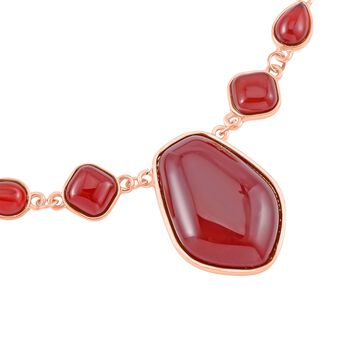 Roter Achat Anh&auml;nger mit Kette, Reiner Edelstahl, ca. 298.00 ct