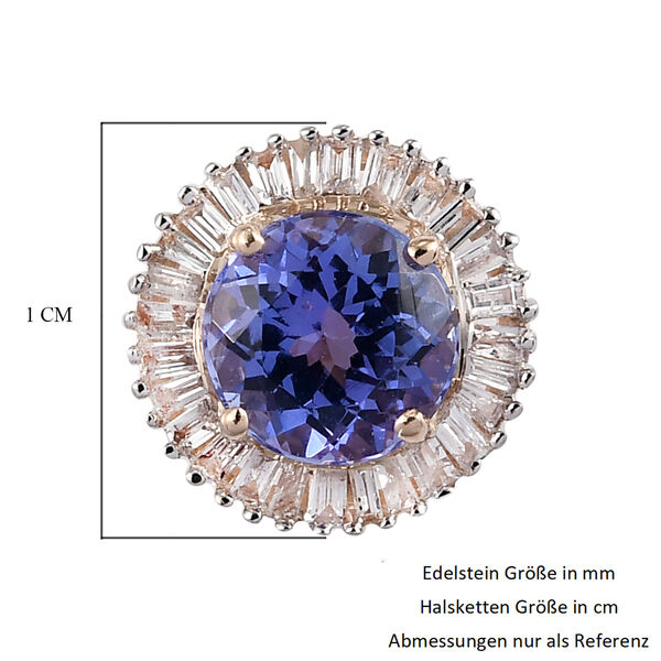 Tansanit und Diamant Halo-Anhänger in Gelbgold image number 6