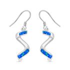 Simulierter Blauer Opal Ohrringe 925 Silber rhodiniert