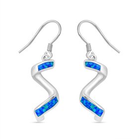 Simulierter Blauer Opal Ohrringe 925 Silber rhodiniert