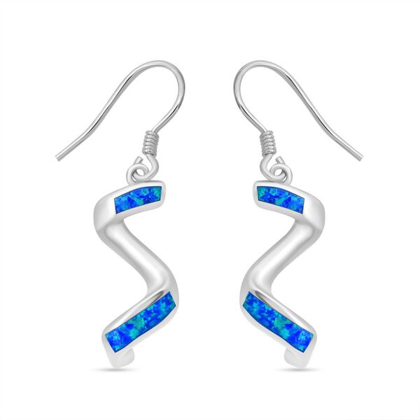 Simulierter Blauer Opal Ohrringe 925 Silber rhodiniert image number 0