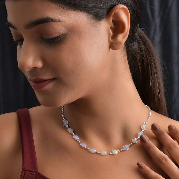 Nat&uuml;rliche, &auml;thiopische Welo Opal-Halskette, 45 cm - 3,34 ct. image number 2