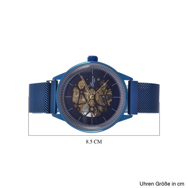GENOA Automatik Mechanische Uhr mit Blauem Sonnenschein-Hohlzifferblatt und Modernem Minimalistischem Runddesign image number 6