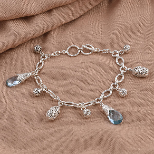 Royal Bali Kollektion - Blau Topas-Armband, ca. 19 cm, 925 Silber image number 1