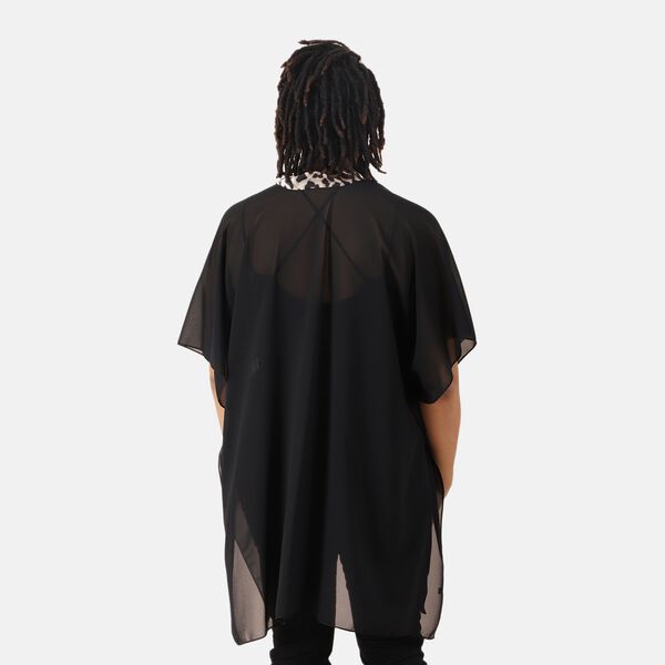 Kimono aus Chiffon mit Leoparden-Bordüre, Einheitsgröße, Schwarz  image number 2