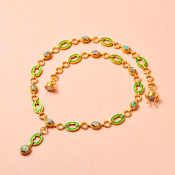 Nat&uuml;rliche, &auml;thiopische Welo Opal Halskette, ca. 45 cm, 925 Silber vergoldet ca. 3.76 ct