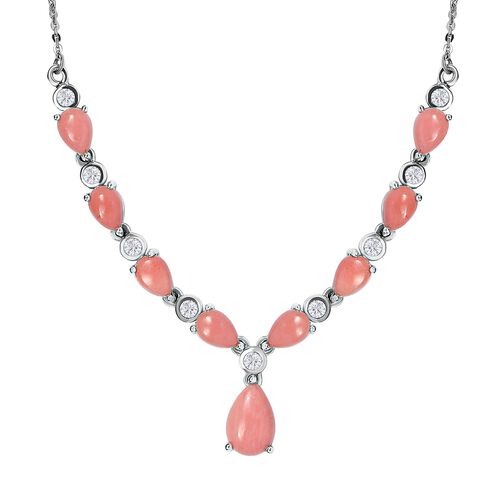 Blush Pfirsich Opal und Zirkon Halskette - 3,83 ct. image number 0