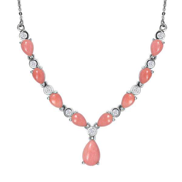 Blush Pfirsich Opal und Zirkon Halskette - 3,83 ct. image number 0