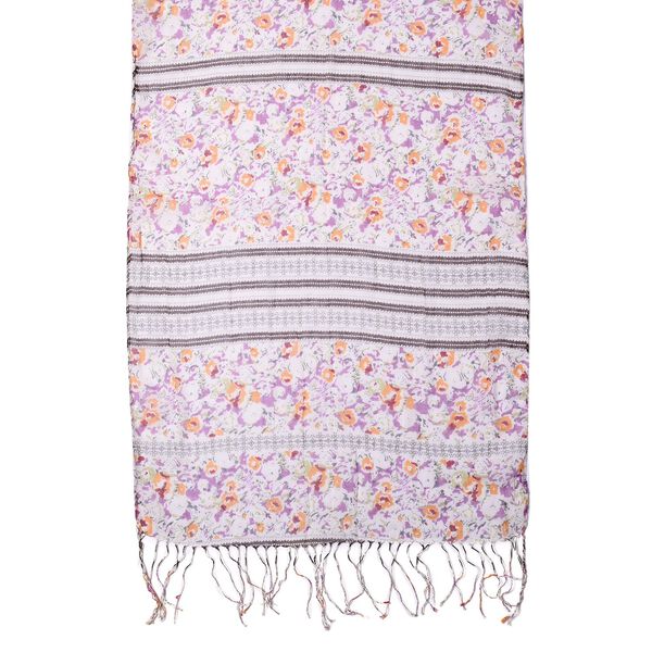 Bedruckter Schal mit Quasten, Violett image number 4