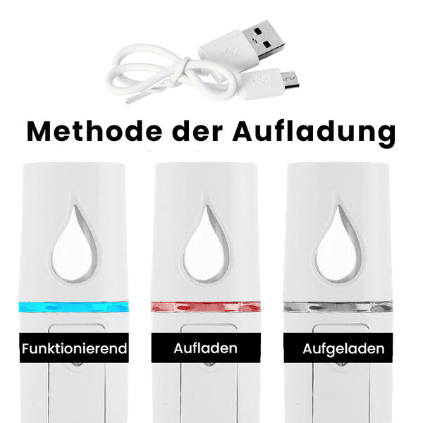 Nano Gesichtsspray mit Licht, Spiegel und USB-Kabel - Weiß image number 6