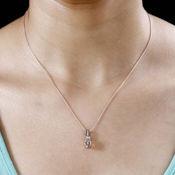 AAA Morganit, Wei&szlig;er Diamant Anh&auml;nger 925 Silber 750 Ros&eacute;gold Vermeil ca. 1,22 ct.