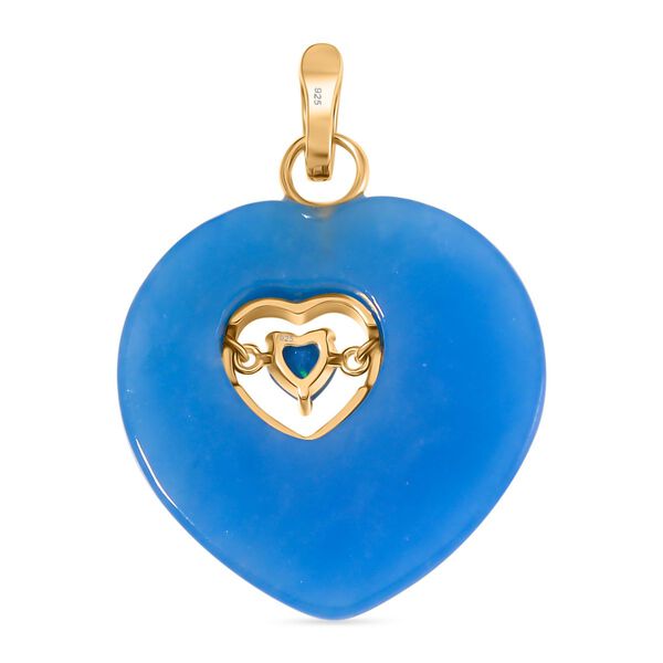 Blaue Jade, Miami Blau Welo Opal Anh&auml;nger 925 Silber Gelbgold Vermeil ca. 36,00 ct image number 5