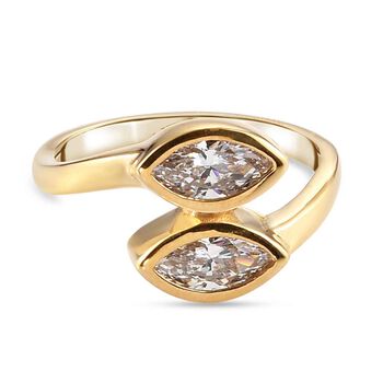 LUSTRO STELLA - feinster Zirkonia Bypass-Ring, 925 Silber Vergoldet (Gr&ouml;&szlig;e 16.00) ca. 1,65 ct