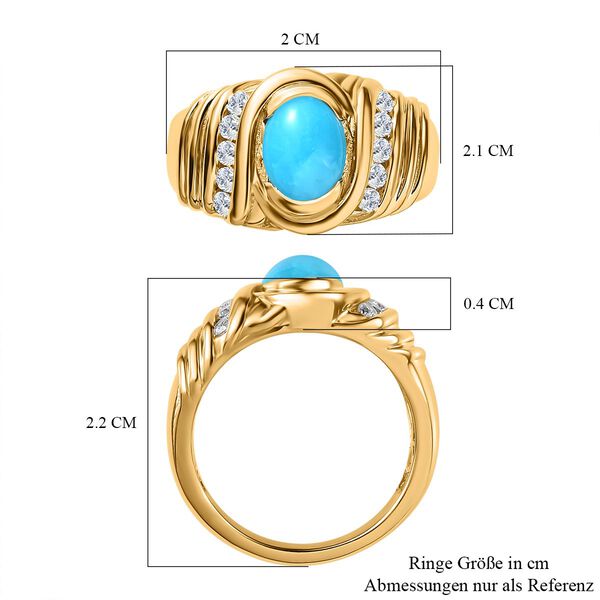Amerikanischer natürlicher Sleeping Beauty Türkis und Zirkon-Ring - 1,36 ct. image number 7