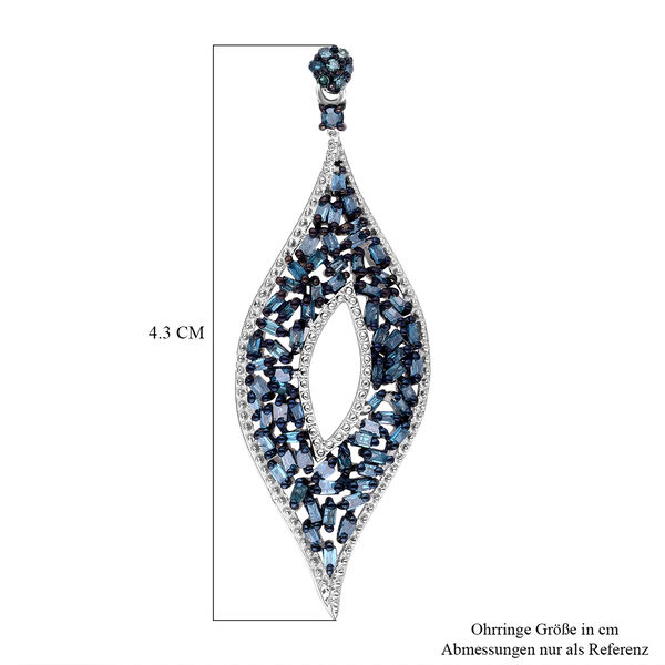 Blaue Diamant Ohrringe, 925 Silber platiniert, ca. 1.00 ct image number 5