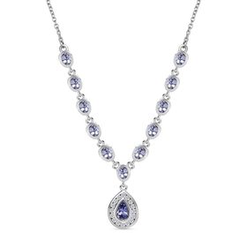 Tansanit und Zirkon Halskette, 45 cm - 2,58 ct.