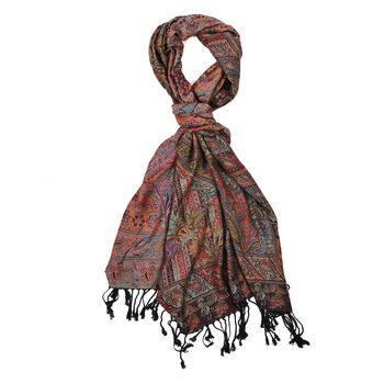 Schal mit dekorativem Muster und Fransen, 70x180 cm, Rot