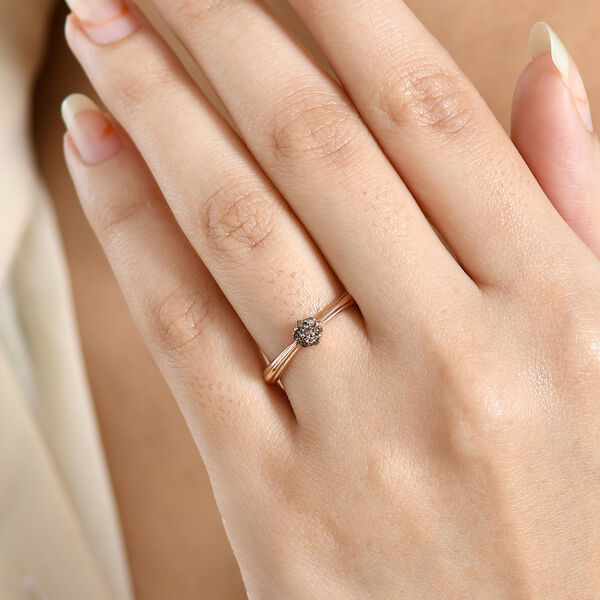 D'Joy Natürlicher Champagner Diamant Ring 925 Silber 750 Roségold Vermeil (Größe 21.00) ca. 0,11 ct image number 3