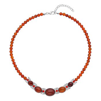 Rote Achat Halskette, ca. 45 cm, ca. 120,00 ct