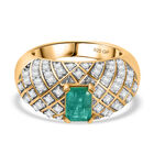 GP Italienische Garten Kollektion - AAA Smaragd, Kanchanaburi Blauer Saphir Ring 925 Silber 750 Gelbgold Vermeil (Größe 21.00) ca. 1.91 ct