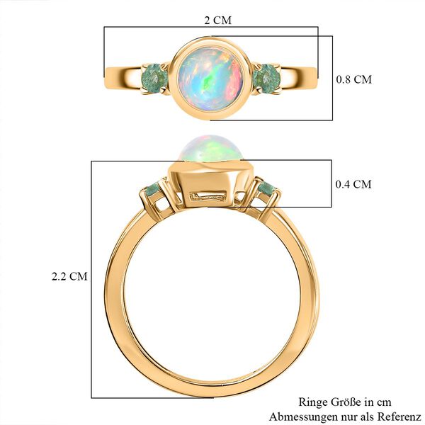 AA Nat&uuml;rlicher, &auml;thiopischer Welo Opal, Smaragd Ring 925 Silber vergoldet (Gr&ouml;&szlig;e 16.00) ca. 0,69 ct image number 8