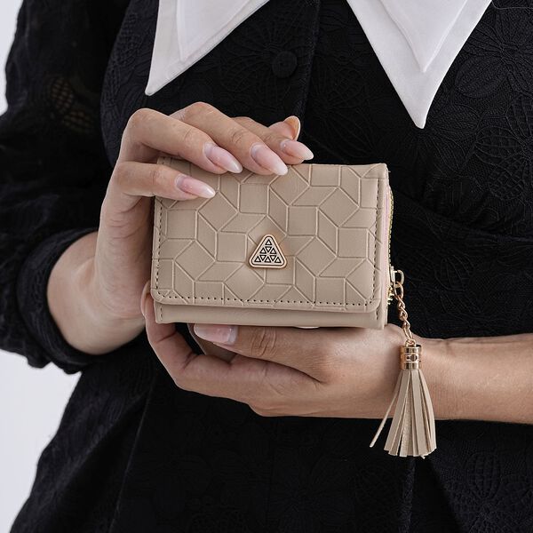 PU-Geldb&ouml;rse mit RFID-Schutz, 11x8x4cm, Beige image number 3