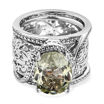 Prasiolite Ring, platiniert (Gr&ouml;&szlig;e 17.00) ca. 4.53 ct