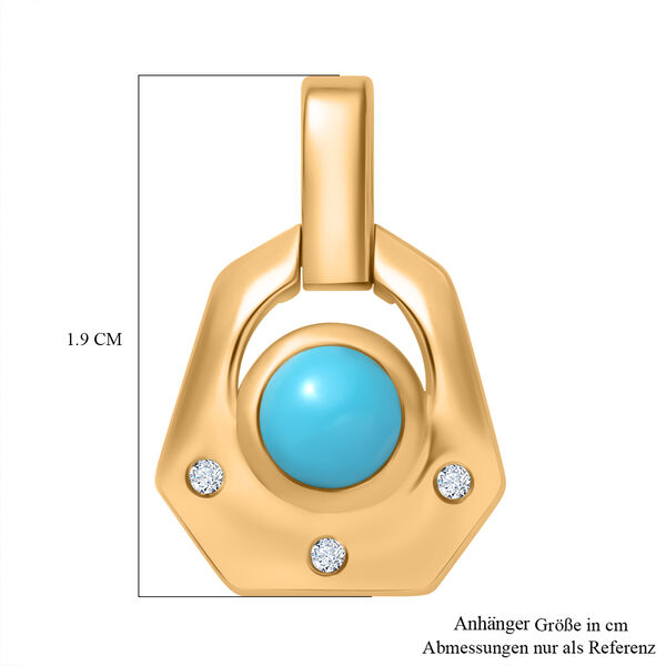 AA Amerikanischer Nat&uuml;rlicher Sleeping Beauty T&uuml;rkis, Wei&szlig;er Zirkon Art Deco Anh&auml;nger 925 Silber 750 Gelbgold Vermeil ca. 0.51 ct image number 5