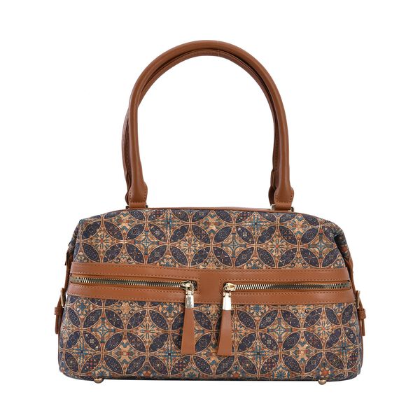 Handtasche mit RFID-Schutz, blau gemustert image number 0