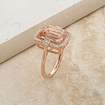 LUXORO zertifiziert und gepr&uuml;ft AAA Morganit und Diamant Ring in 585 Ros&eacute;gold - 7,85 ct.