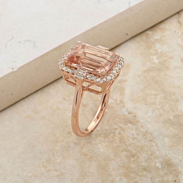 LUXORO zertifiziert und gepr&uuml;ft AAA Morganit und Diamant Ring in 585 Ros&eacute;gold - 7,85 ct. image number 1