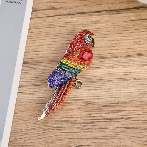 Mehrfarbiger Kristall Brosche Antikes Gold image number 1